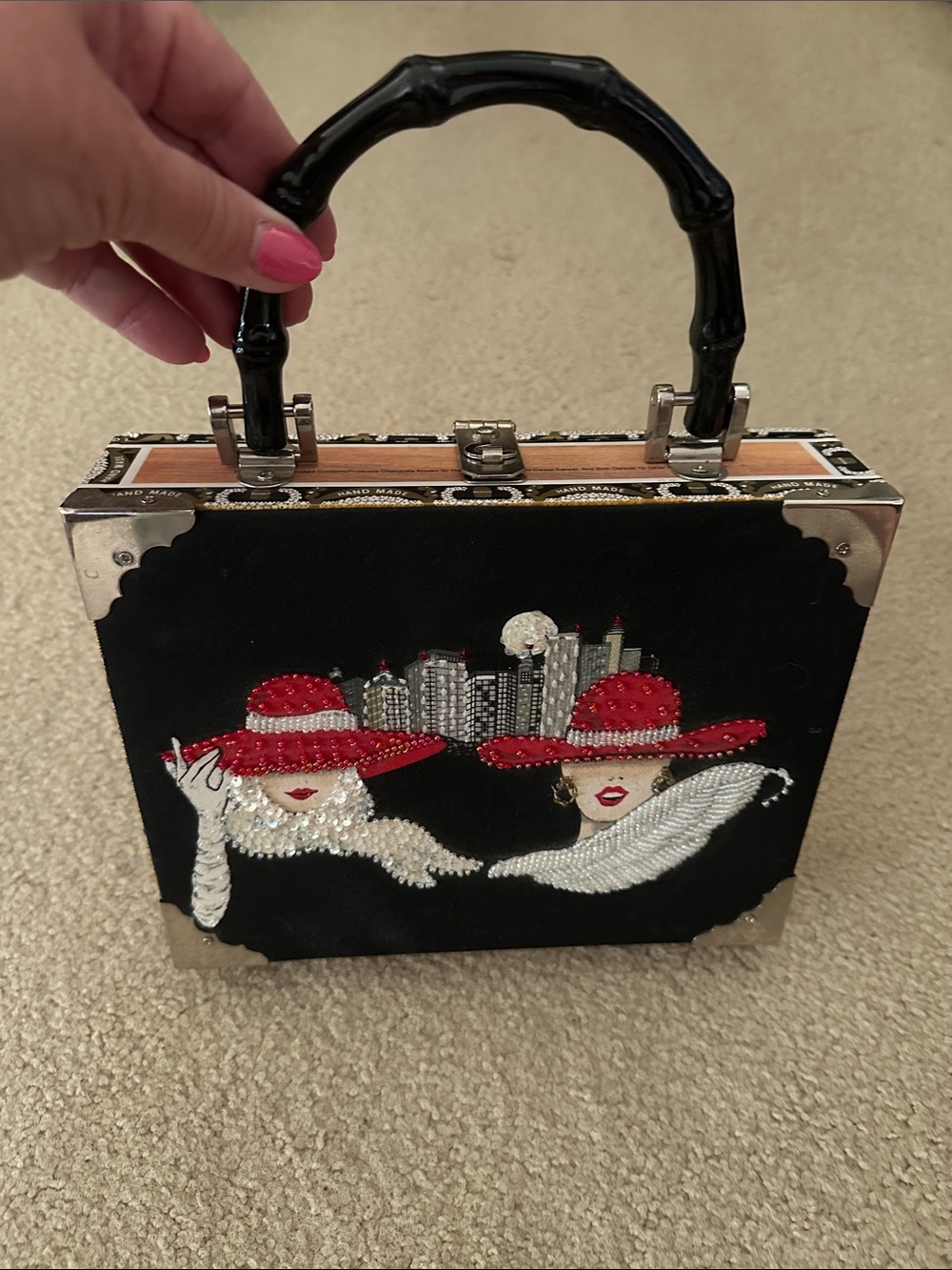 Braciano Cigar Box Purse – Sequined Red Hat Ladies – Night Life - Picture 2 of 6